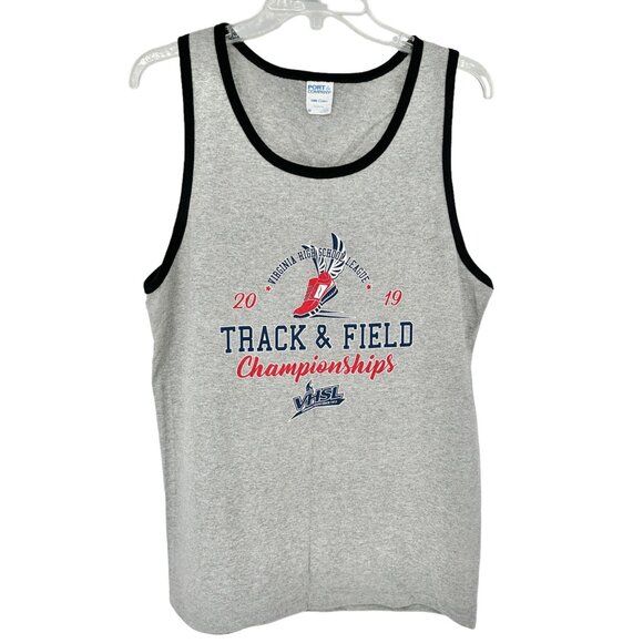 Port & Co Tank Top Mens M Gray VA High School League Track Field Champions 2019 - Picture 1 of 7